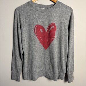 Maurices Gray Heart Print Sweater Tee Womens Medium Soft Cozy Chic Valentines